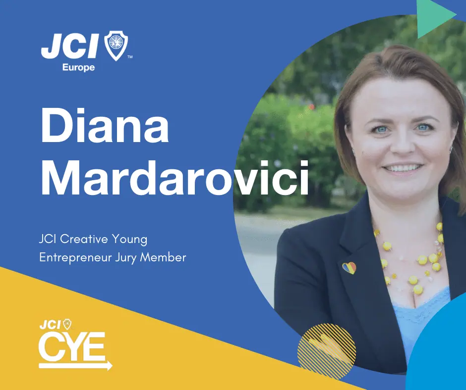 CYE jury member card: Diana Mardarovici, with her portrait