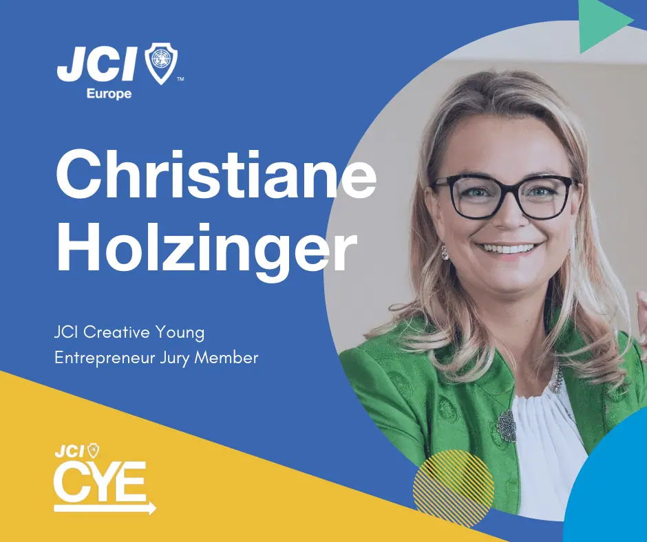 CYE jury member card: Christiane Holzinger, with her portrait