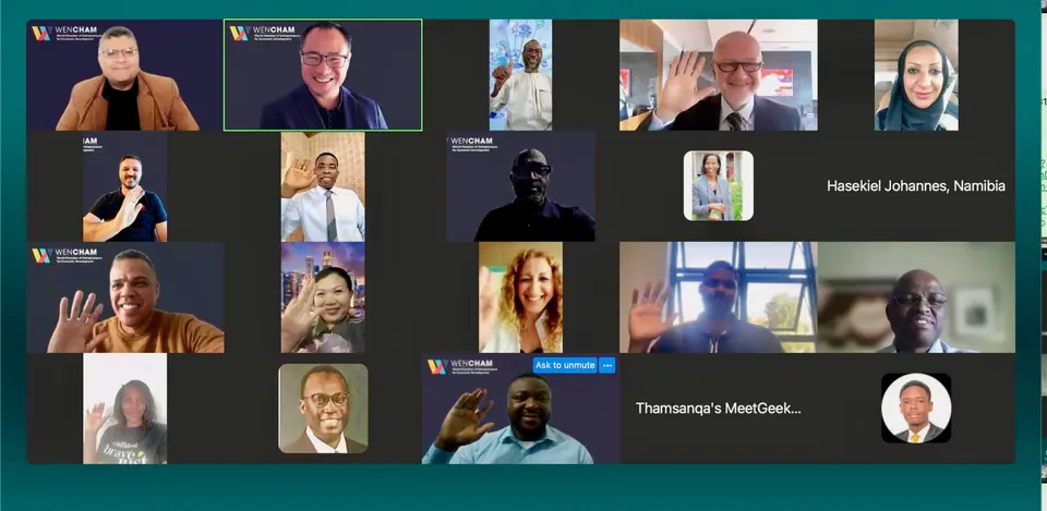 A video call grid of the WenCHAM team