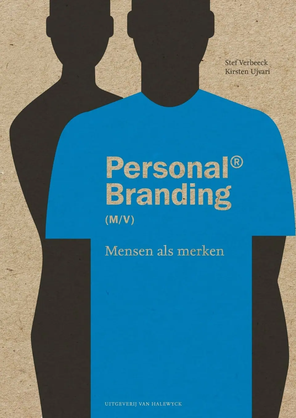 Cover of the book Personal Branding by Stef Verbeeck, with a silhouette in a blue T-shirt
