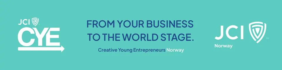 Banner with the JCI CYE Norway logo and the words From your business to the world stage